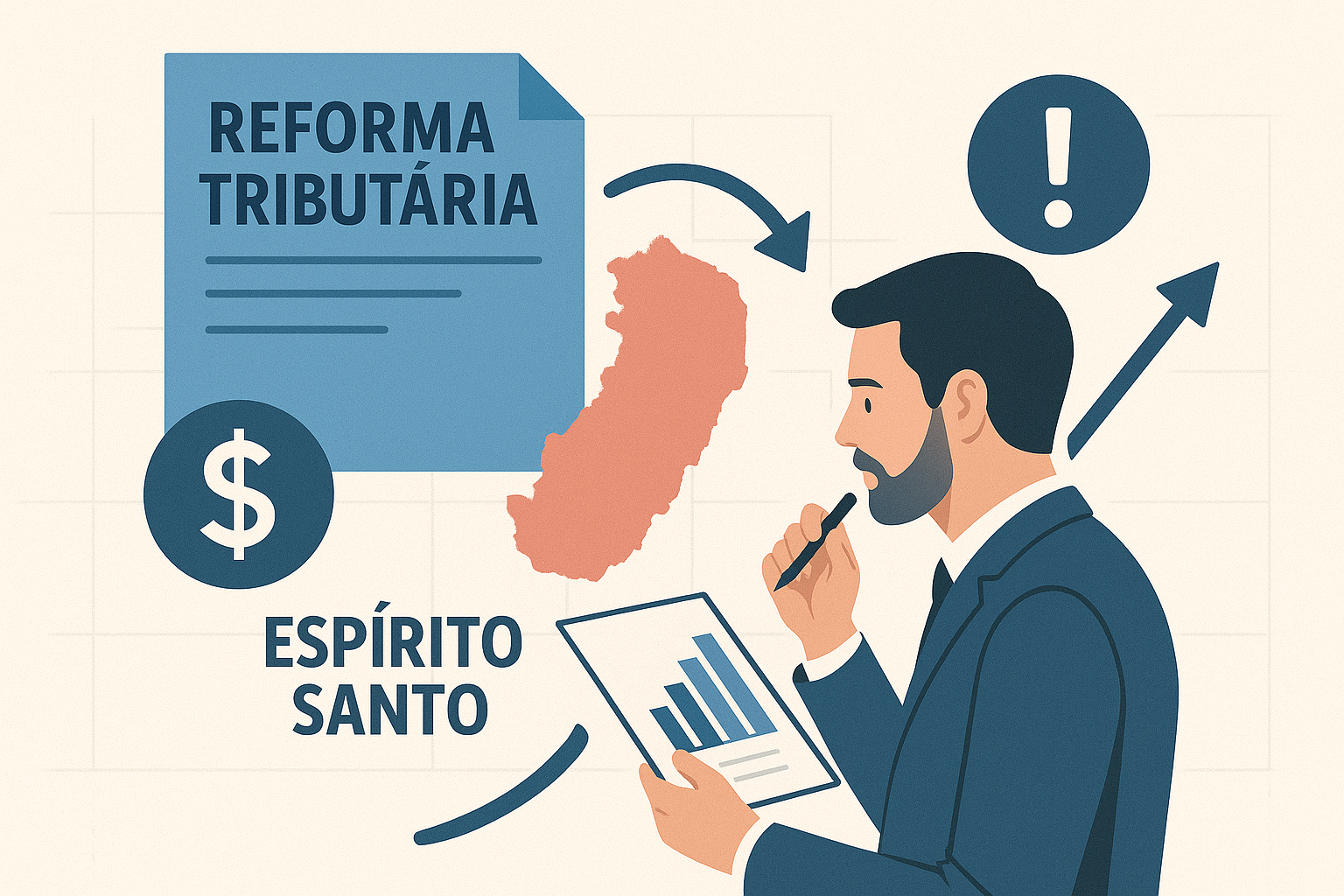 Diante da reforma tributária, o Espírito Santo busca caminhos para manter o crescimento. Crédito: Imagem gerada pelo ChatGPT