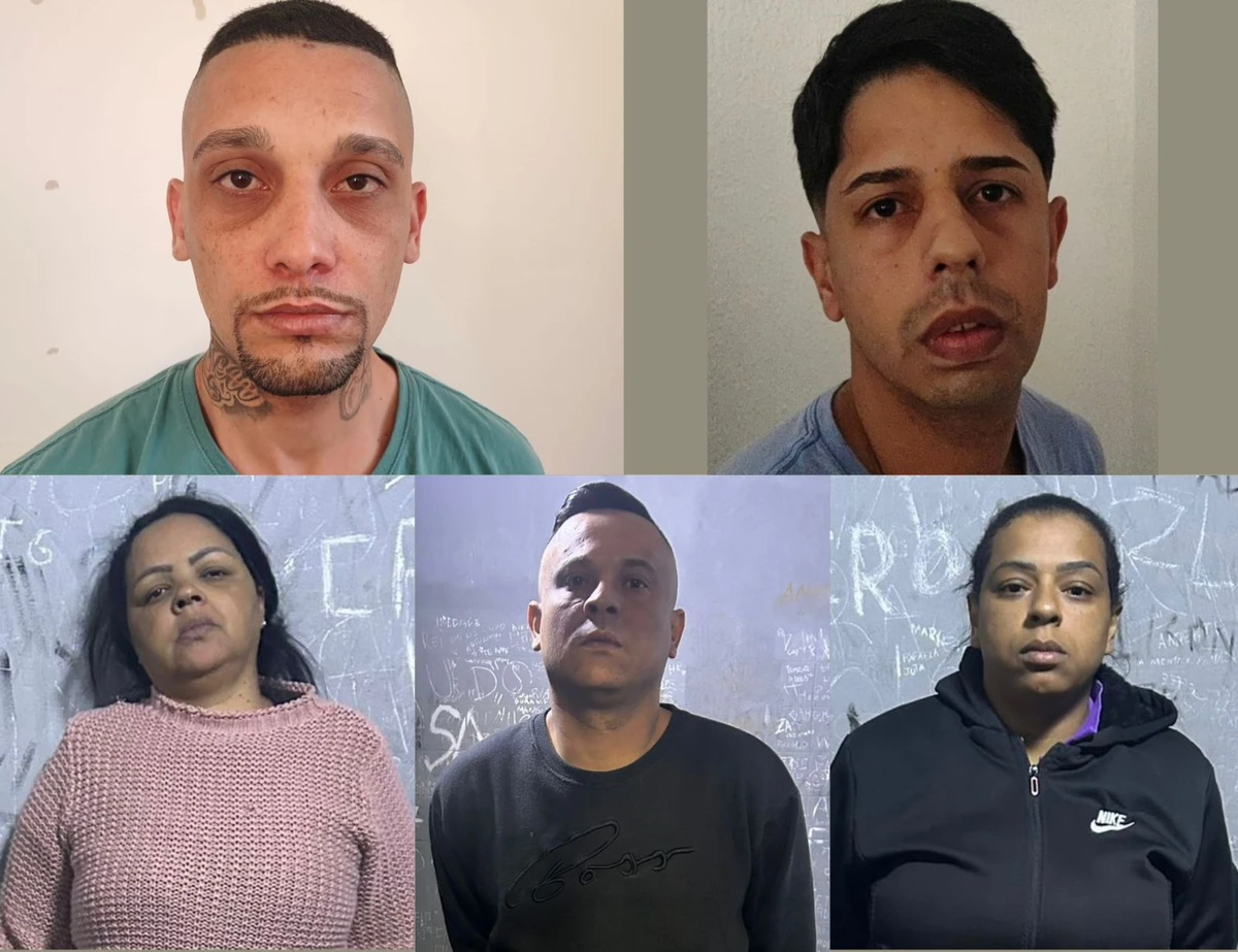 Francisco Alves Isidoro, de 26 anos, Hemerson Oliveira Silva, de 28, Alexsandra Cardoso de Oliveira, de 46 anos, Vinicius Farias Primo Nobre, de 37, anos (líder da organização) e Caroline Nobre da Silva Farias, de 36,(esposa de Vinicius)