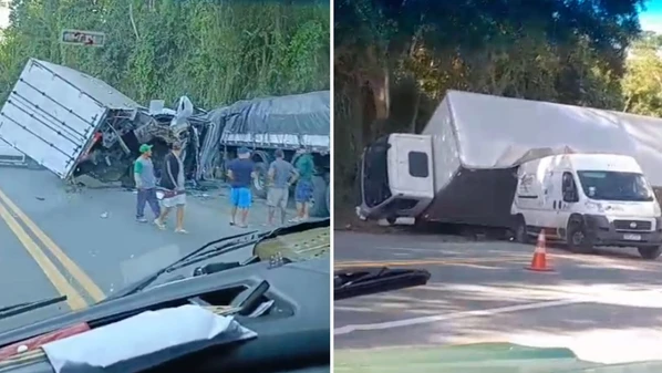 Colisão ocorreu no início da manhã desta quinta-feira (13) e comprometeu o tráfego de veículos, que precisou ser desviado para o acostamento da rodovia no trecho