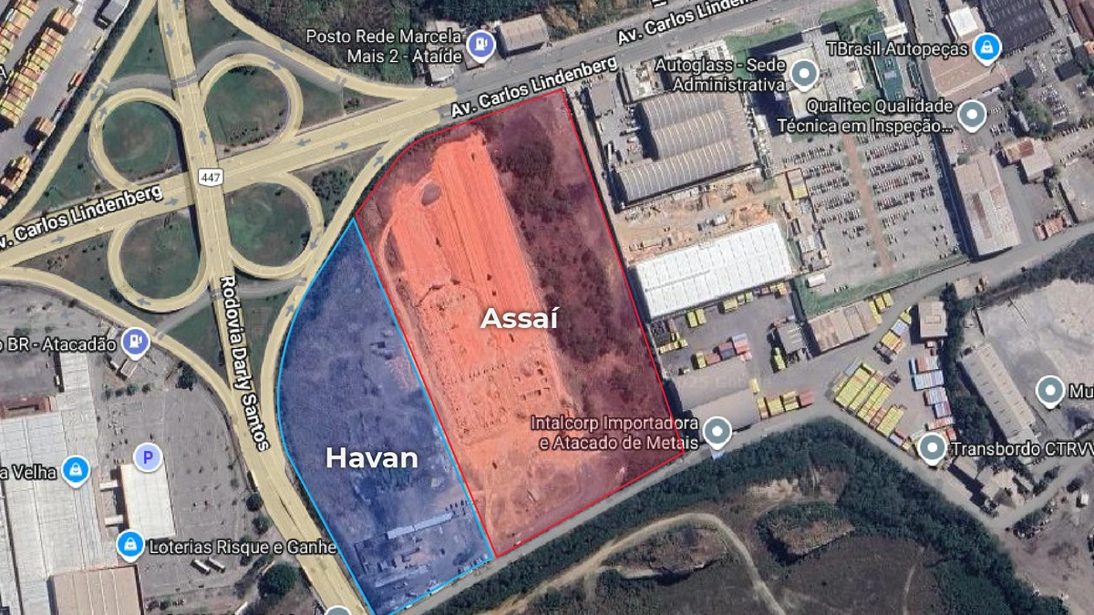 Terreno no cruzamento das avenidas Lindenberg e Darly Santos, onde está em construção uma loja do Assaí e pode receber uma Havan