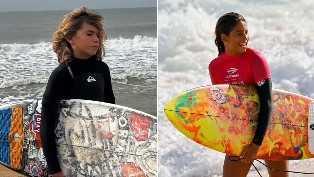Kaleb Henrique, de 13 anos, e Ana Dagostini, de 14, são alguns dos novos talentos que cairão nas águas da Praia d'Ulé na semana que vem