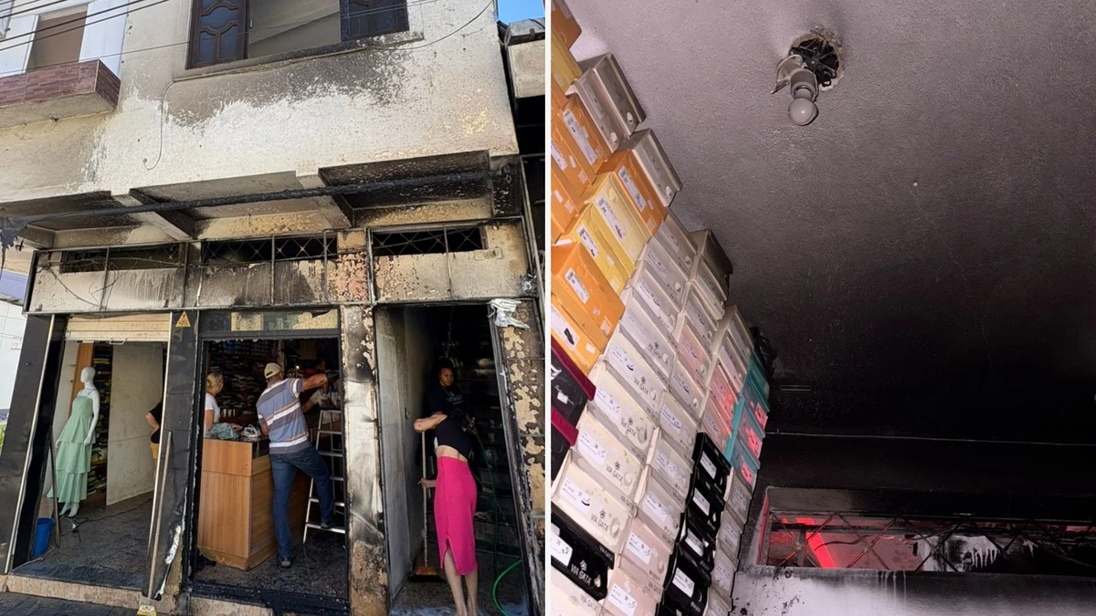 Loja foi atingida por incêndio no Centro de Vargem Alta