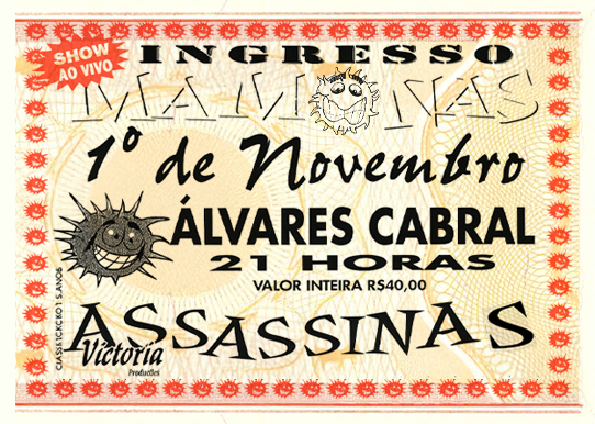 Reprodução do ingresso original do show dos Mamonas Assasinas