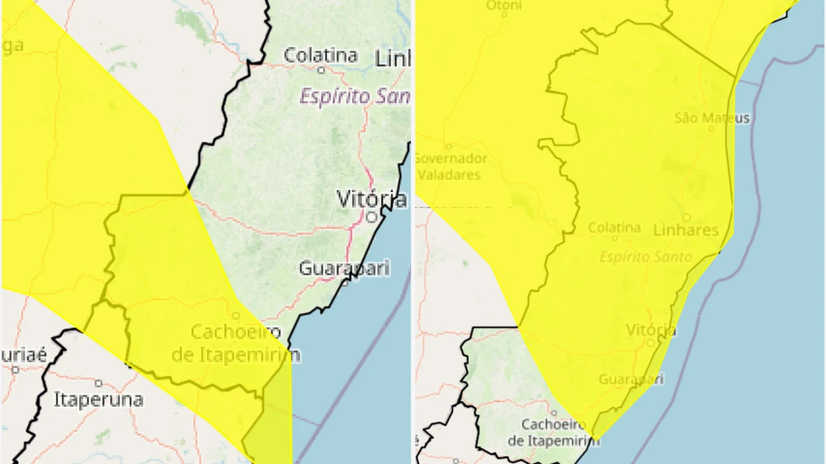 Cidades capixabas receberam alerta de tempestade e chuvas intensas