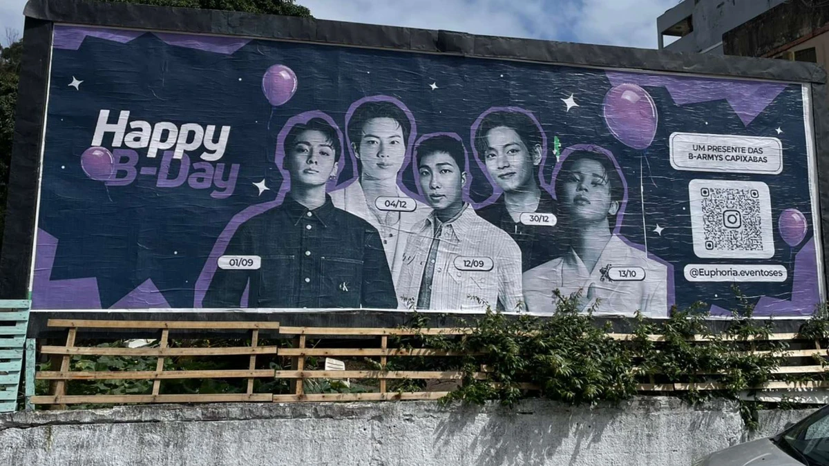 BTS na Terceira Ponte? Fãs capixabas mandam mensagem de parabéns em outdoor