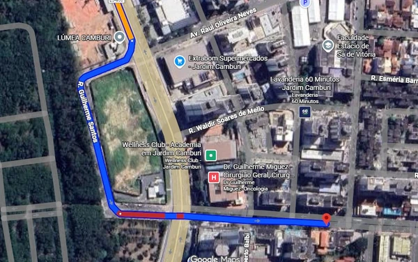 Saindo da Norte Sul, motoristas podem entrar na Rua Guilherme Santos para entrar em Jardim Camburi