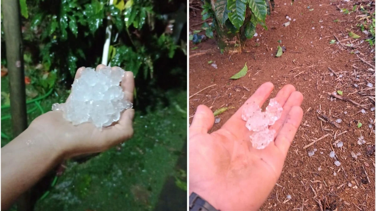 Granizo atinge Guaçuí e Santa Teresa durante temporal no ES