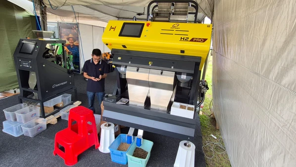 Exibido na Feira Internacional do Café Conilon, em Jaguaré, equipamento usa seletor óptico para separar grãos indesejados ou com defeitos e melhorar valor agregado do produto