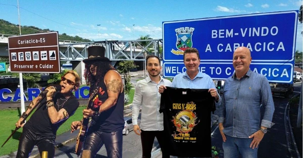 Euclério com a camisa do show do Guns N' Roses em Cariacica