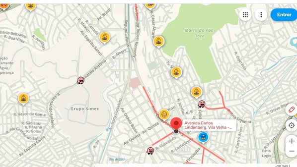 O congestionamento começa logo após a Segunda Ponte, na altura da Rua Lacedópolis, e se estende até a região do mercado Minipreço