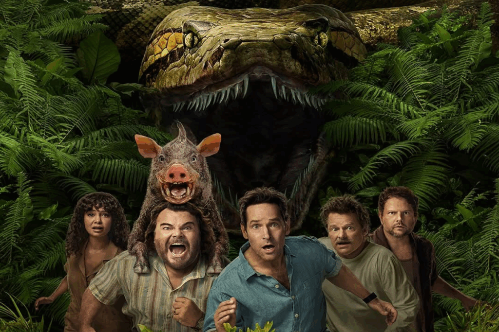 Em “Anaconda”, um grupo de amigos vê um antigo sonho de cinema virar um pesadelo ao encarar uma criatura mortal na Amazônia (Imagem: Reprodução digital | SONY PICTURES)