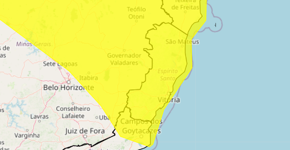 Todo o Estado está sob alerta até 10h de terça-feira (2)