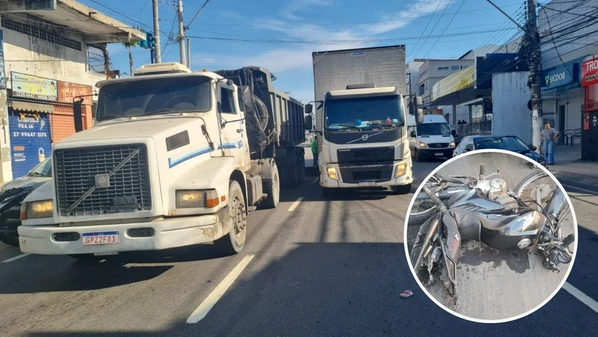Batida aconteceu na Avenida Lourival Nunes, na manhã desta terça-feira (2); motociclista foi socorrido por uma equipe do Serviço Móvel de Atendimento de Urgência (Samu)