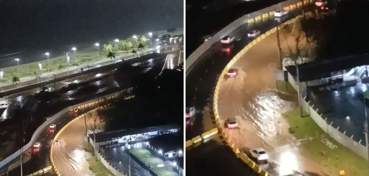 Sistema provisório de escoamento de águas pluviais não suportou o alto volume de chuvas que atingiu Vitória na noite de quarta-feira (3)