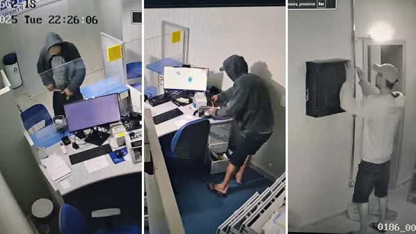 Câmeras de segurança flagraram o suspeito dentro do local; ele foi localizado na manhã desta quarta-feira (3) e encaminhado à delegacia do município