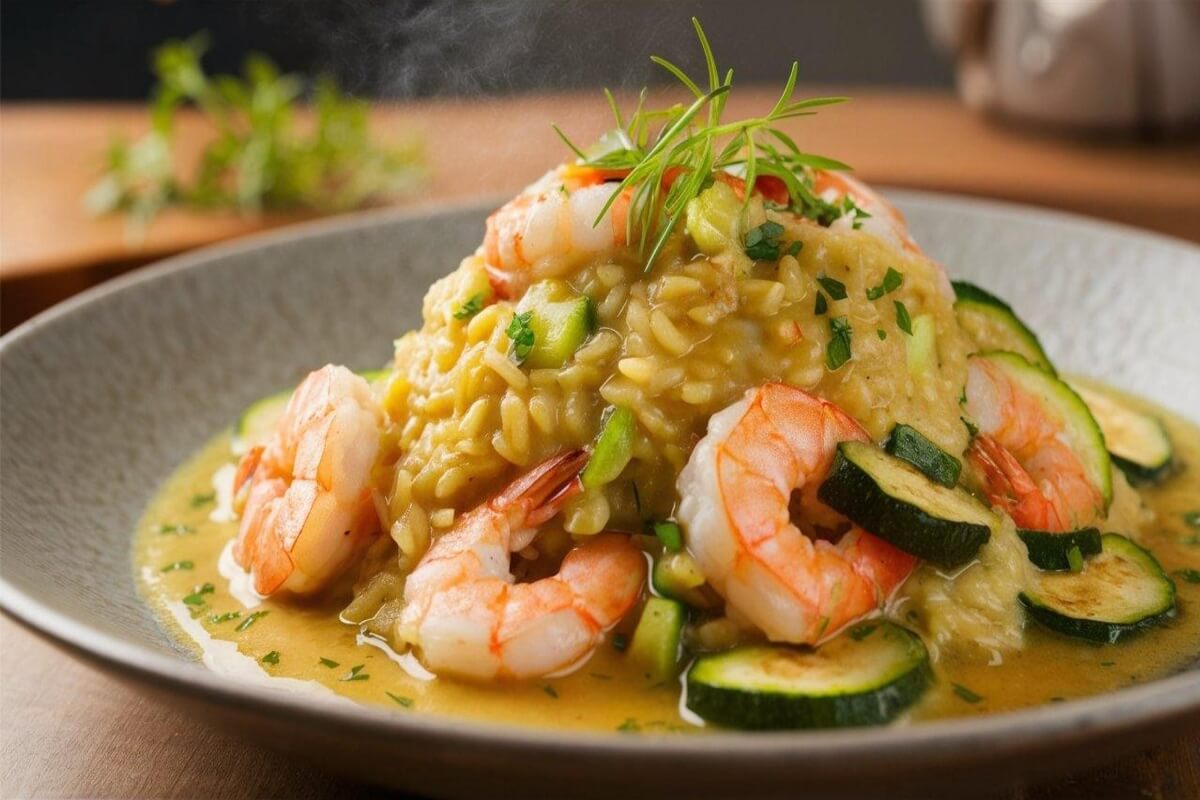 Risoto de camarão com abobrinha (Imagem: Food magic | Shutterstock)