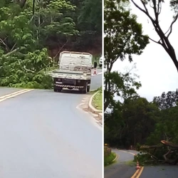 Poste caiu, interrompendo o fornecimento de energia em muitas residências em Muniz Freire; em Castelo, a queda de uma árvore interditou a ES 166, que já foi liberada
