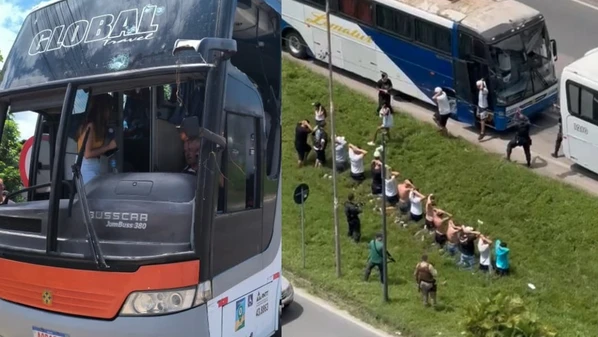 Torcedores uniformizados brigaram na manhã desta quinta-feira (04), na cidade de Itapema