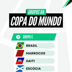 Brasil está no Grupo C, ao lado de Marrocos, Escócia e Haiti