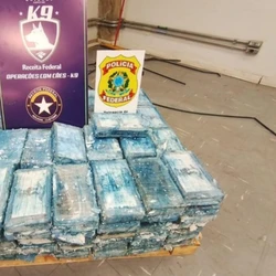 A droga estava embalada em grandes blocos prensados; o material estava destinado ao tráfico internacional