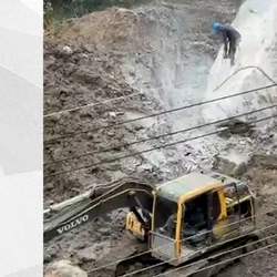 Após vídeo mostrar rocha sendo quebrada na base do Morro do Moreno, Secretaria de Meio Ambiente do município fez fiscalização e embargou obra; escola disse que vai colaborar com solicitações dos órgãos competentes