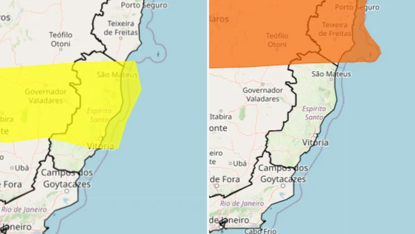 Boa notícia é que o território capixaba saiu do aviso vermelho, o mais crítico, e agora recebeu avisos meteorológicos mais brandos