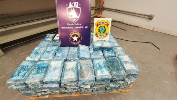 A droga estava embalada em grandes blocos prensados; o material estava destinado ao tráfico internacional