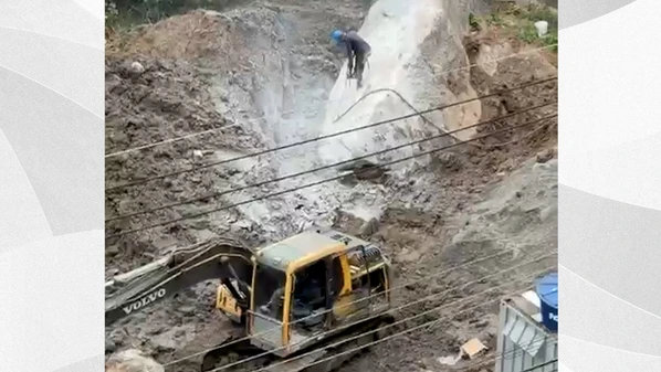 Após vídeo mostrar rocha sendo quebrada na base do Morro do Moreno, Secretaria de Meio Ambiente do município fez fiscalização e embargou obra; escola disse que vai colaborar com solicitações dos órgãos competentes