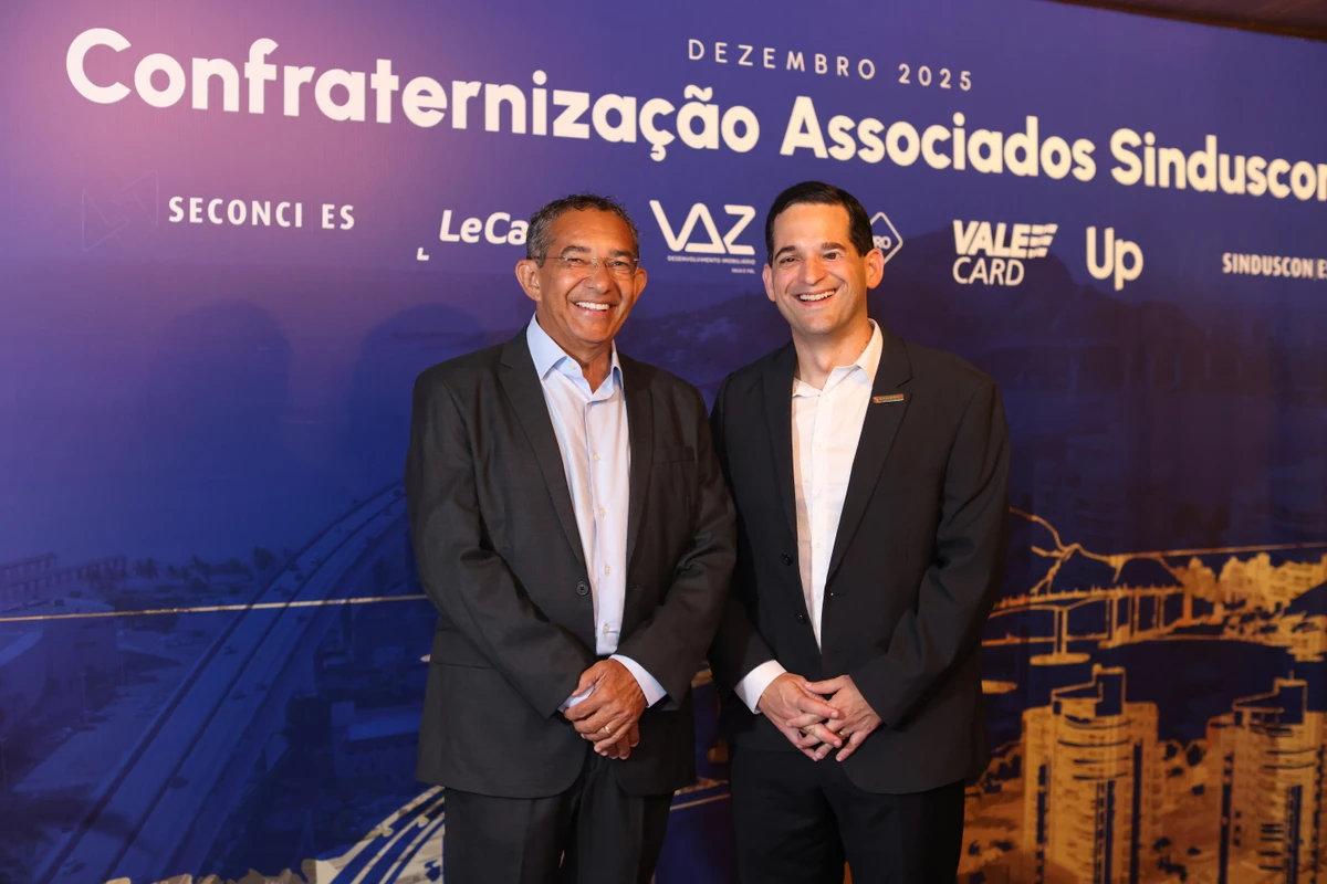 Douglas Vaz e Leandro Lorenzon foram os anfitriões da noite de confraternização da construção civil