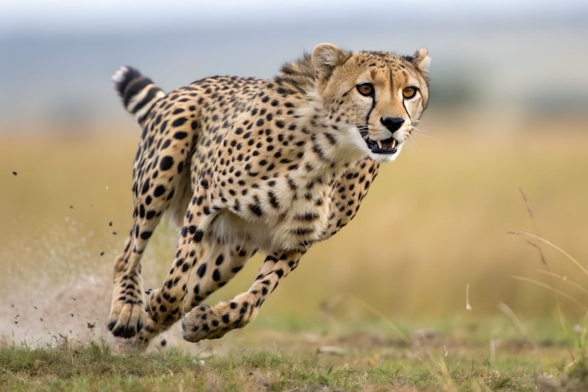 Guepardos são felinos selvagens famosos por atingirem velocidades extraordinárias (Imagem: AB Photo Master | Shutterstock)