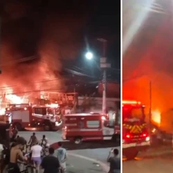 Segundo o Corpo de Bombeiros, o combate à chamas durou cerca de cinco horas, já que no local havia muito material inflamável
