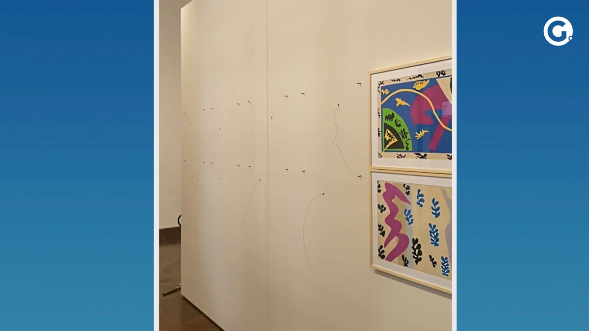 Foto da parede da Biblioteca Mário de Andrade sem as obras que foram roubadas 