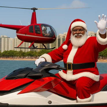 Imagem - Papai Noel Radical: bom velhinho chega de helicóptero e jet ski no ES