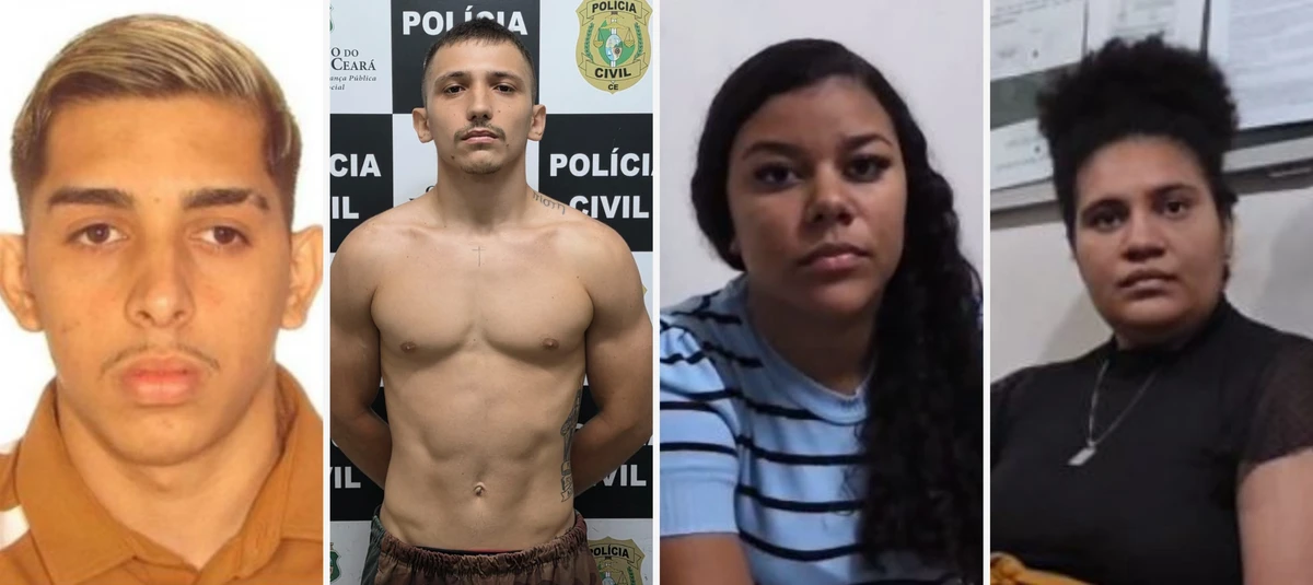 Da esquerda para a direita: Raylisson Alves Cavalcante (foragido); Thalisson Felipe Nobre de Mendonça (preso); Luana Tamyres Sousa Matos (responde em liberdade); Vitoria Mariane Sombra de Almeida (responde em liberdade)