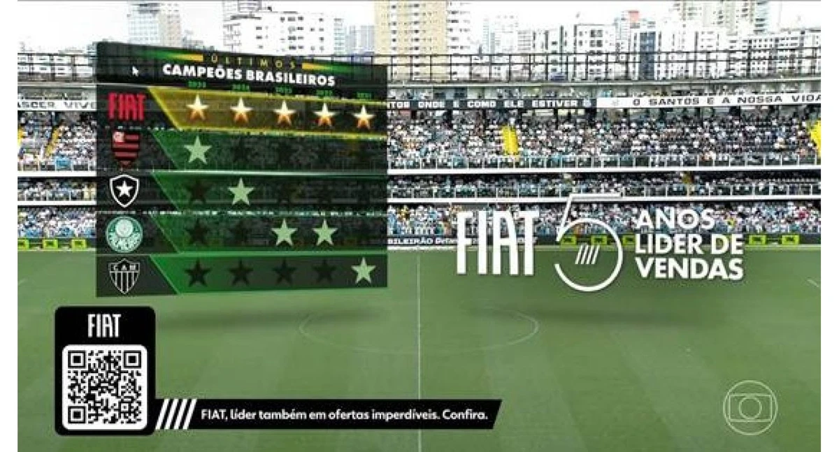 Fiat usa final do Brasileirão na TV Globo para celebrar seu pentacampeonato de vendas