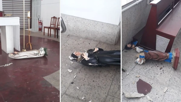 Caso ocorreu na Paróquia Santa Rita de Cássia, na Praia do Canto, em Vitória; imagens de Santa Rita de Cássia, Nossa Senhora de Fátima e São José foram danificadas
