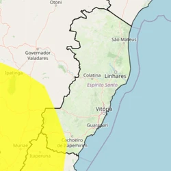 Aviso é válido entre a manhã de sábado (14) e a manhã de domingo (15), compreendendo 18 municípios do Caparaó e Sul