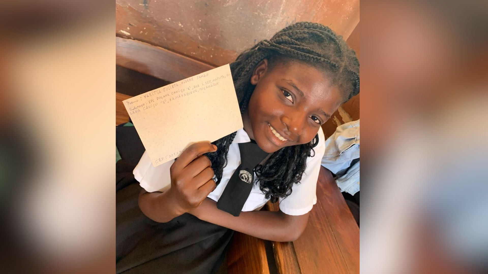 Yaritsa Julieta é aluna da nona série da Escola Primária Completa Polana Caniço “A”  . Crédito: Castião Popote/ Escola Primária Completa Polana Caniço “A” (Divulgação)