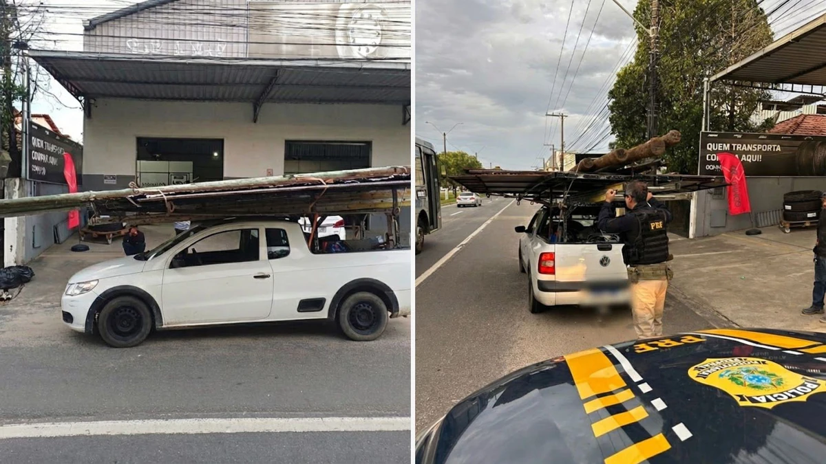 PRF flagra carro transportando carga de forma irregular na BR 101