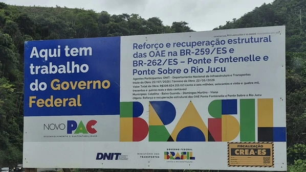 Postagens nas redes sociais criticaram o custo da intervenção na ponte entre Viana e Domingos Martins, mas, segundo o órgão federal, a denúncia está incorreta