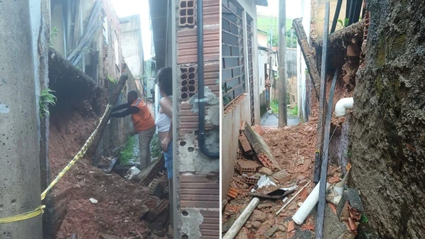 Em Guaçuí, no Caparaó, houve queda de muro e danos em calçadas; Defesa Civil Estadual enviou alerta por mensagem