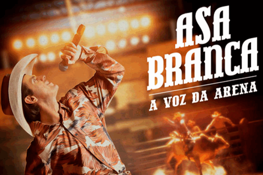 “Asa Branca – A Voz da Arena” conta a trajetória de Wandermar Rui dos Santos desde os estábulos até se tornar  locutor de rodeio nos anos 90 (Imagem: Reprodução digital | Paris Filmes)