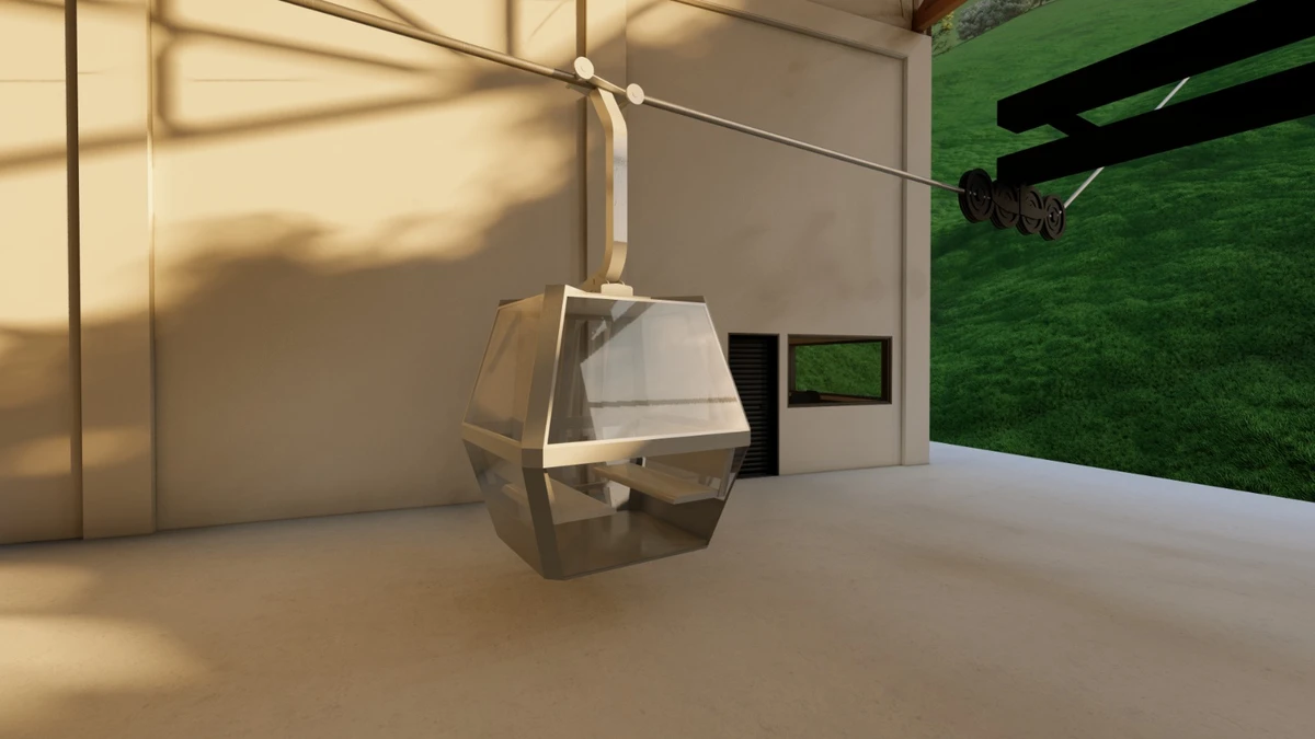 Projeção de como será o módulo do teleférico