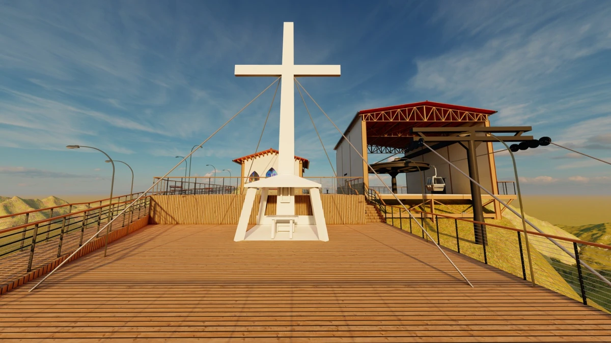 Projeto da estação do teleférico ao lado do Cruzeiro de Alto Liberdade