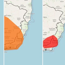 Comunicados para o Espírito Santo estão nos três graus de severidade utilizados pelo Instituto Nacional de Meteorologia, sendo os mais intensos para municípios da região Sul
