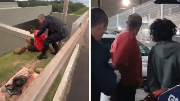 A mulher de 29 anos e o homem 42 foram flagrados por câmeras da central de videomonitoramento da Guarda Municipal e acabaram detidos