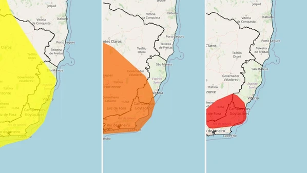 Comunicados para o Espírito Santo estão nos três graus de severidade utilizados pelo Instituto Nacional de Meteorologia, sendo os mais intensos para municípios da região Sul