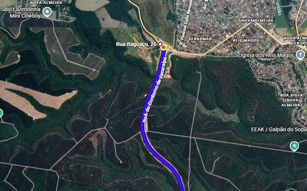 Entrada do Contorno de Jacaraípe a partir da ES 262, em Nova Almeida, sentido Vitória