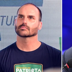 Filho do ex-presidente perderá cargo por causa de faltas, enquanto Ramagem foi condenado pelo STF;
Motta e a maioria dos membros da Mesa Diretora votaram pela cassação