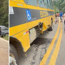 Colisão ocorreu na tarde de sexta-feira (19) na rodovia ES-185; três crianças e o motorista do carro foram socorridos